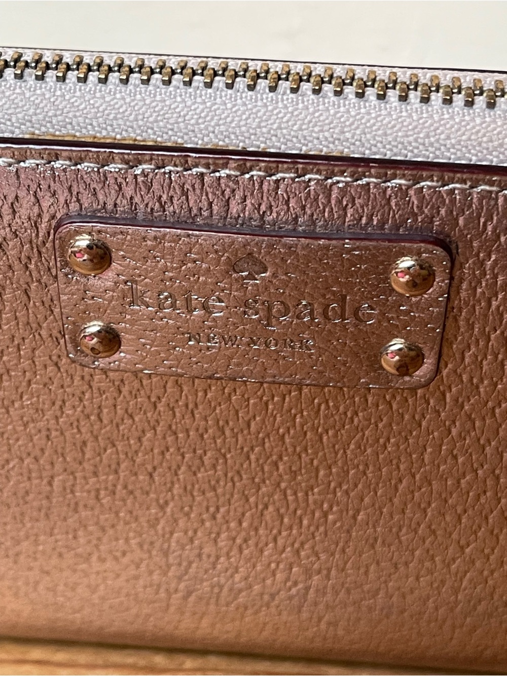kate spade hard-to-find metallic champagne/rose gold wallet - Picture 4 of 11